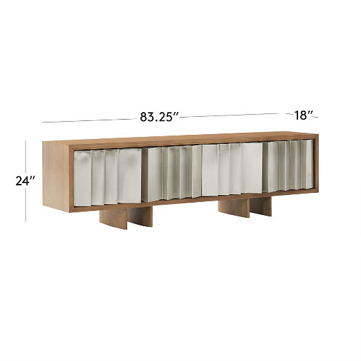 Kibo 83" Steel and Oak Wood Media Console by Kravitz Design