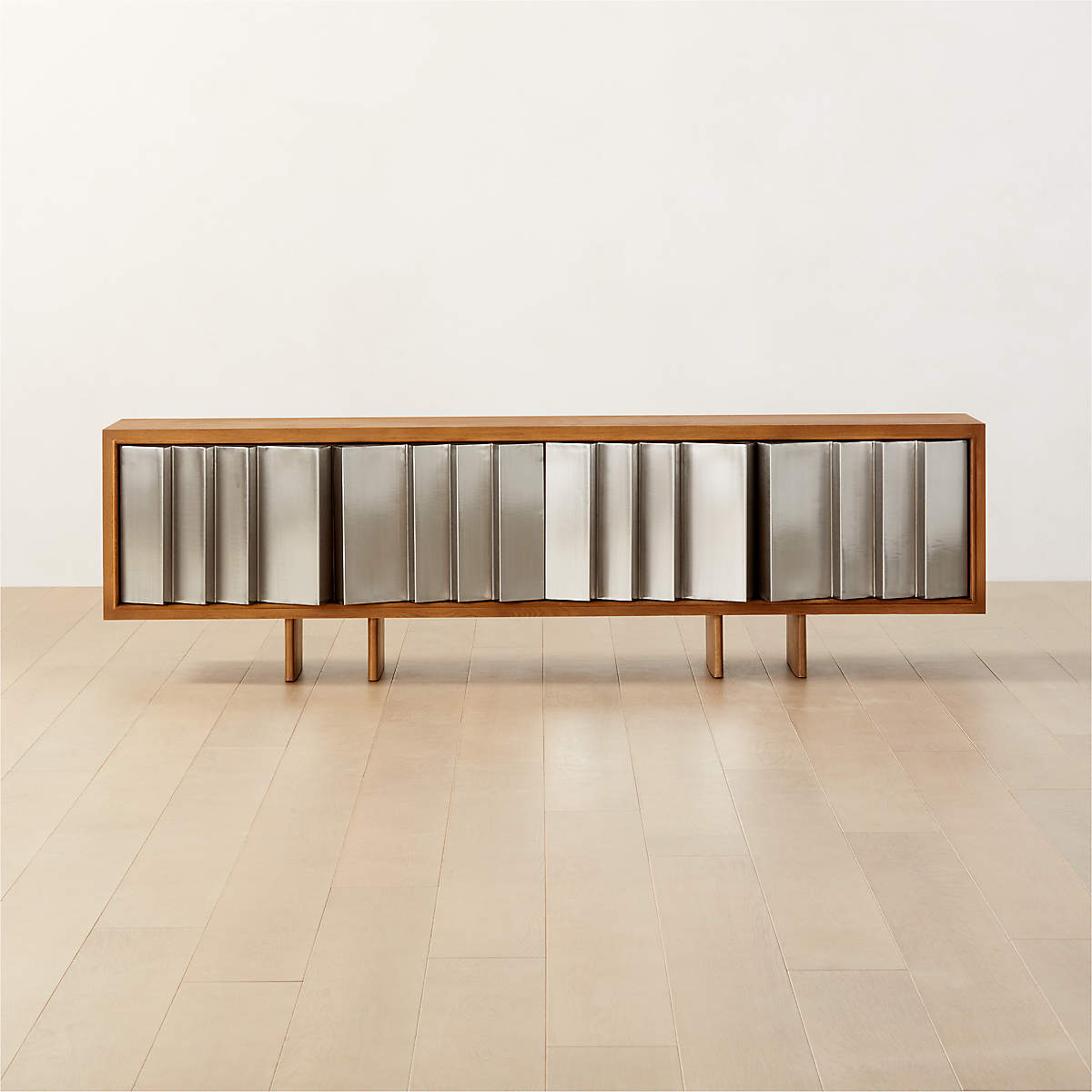 Kibo Modern Oak Wood Media Console with Metal Drawers 83