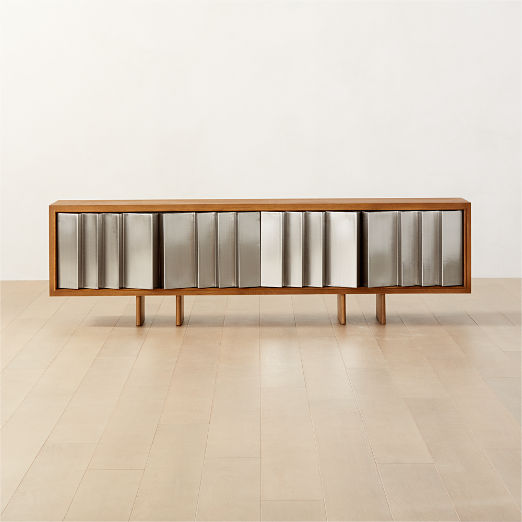 Kibo 83" Steel and Oak Wood Media Console by Kravitz Design