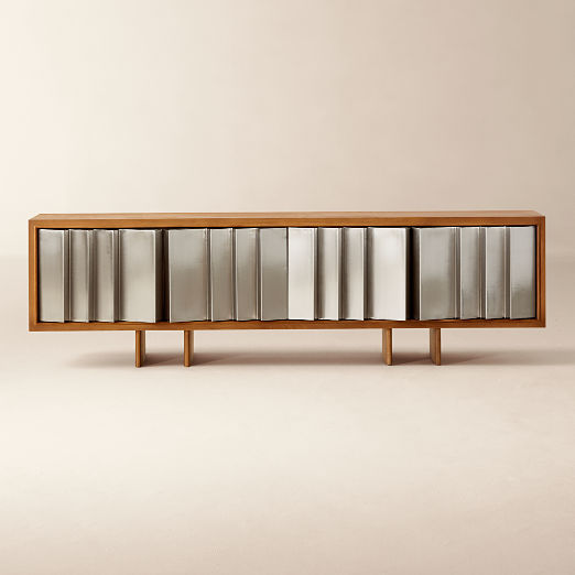 Kibo 83" Steel and Oak Wood Media Console by Kravitz Design