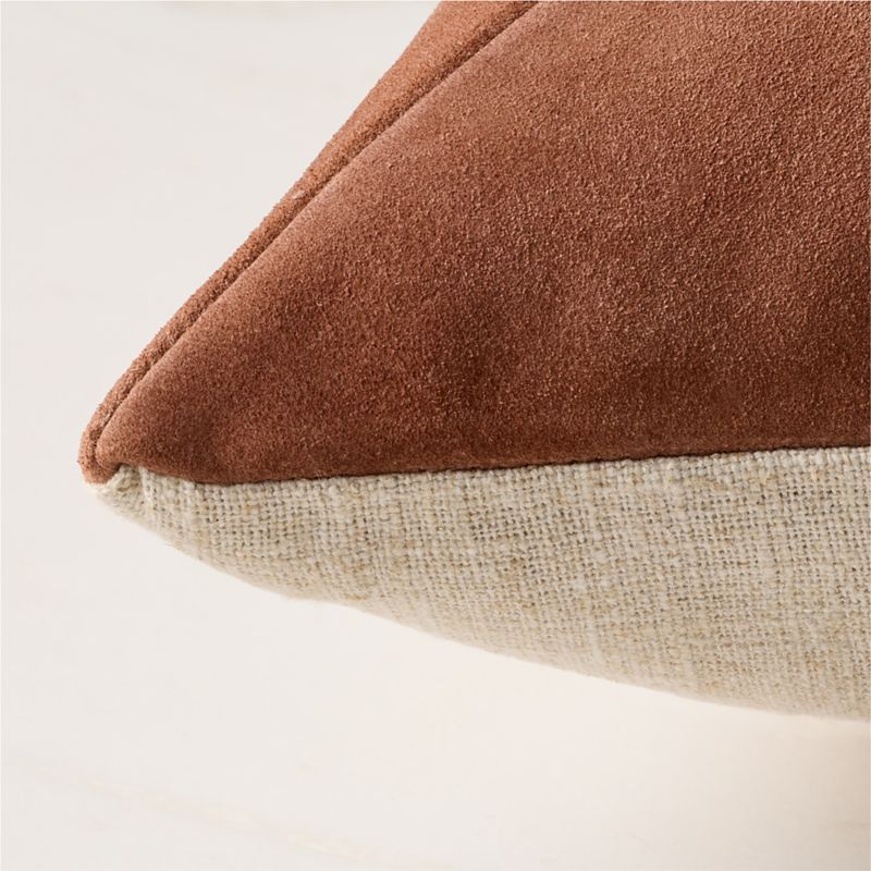 Killian Sienna Brown Suede Throw Pillow with Down-Alternative Insert 23"x23" - image 3 of 5