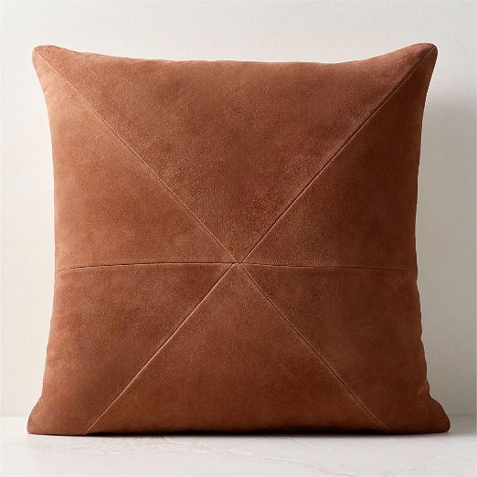 Killian Sienna Brown Suede Throw Pillow 23"x23"
