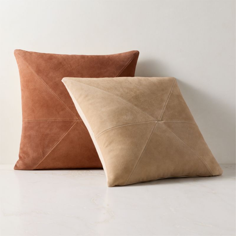 Killian Sienna Brown Suede Throw Pillow with Down-Alternative Insert 23"x23" - image 4 of 5