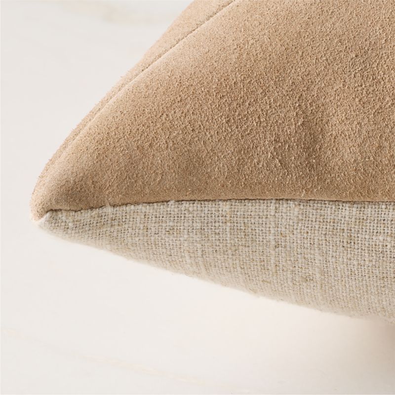 Killian Taupe Suede Throw Pillow with Down-Alternative Insert 23"x23" - image 3 of 5