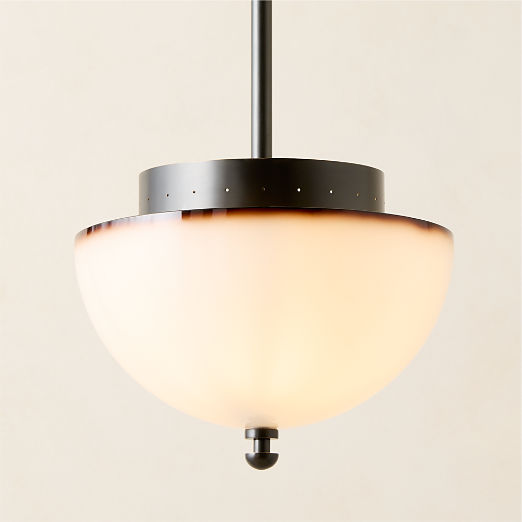 Kiltane Blackened Bronze And Glass Pendant Light 11"