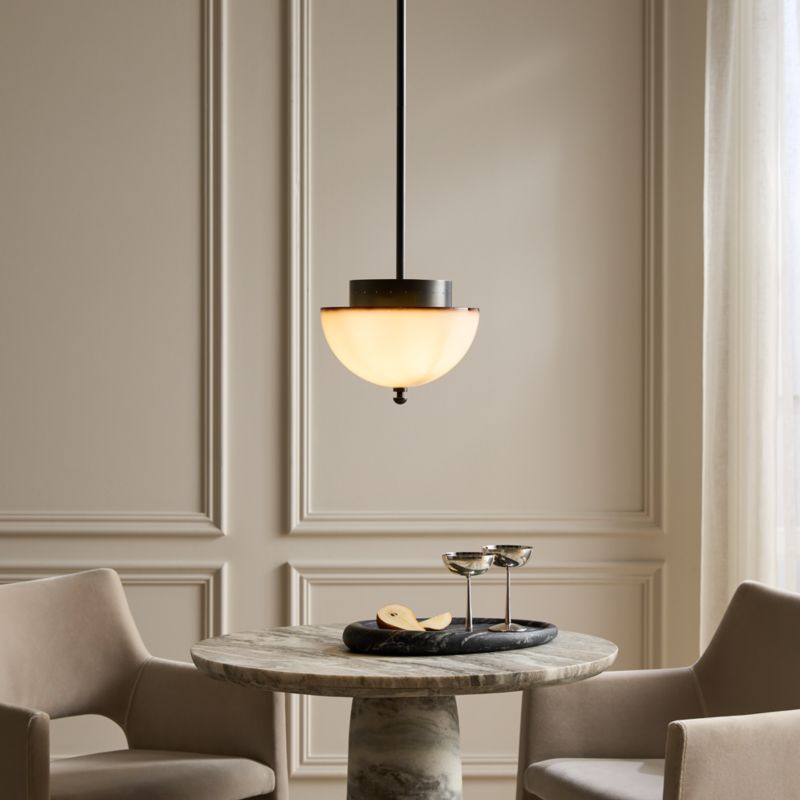 Kiltane Blackened Bronze And Glass Pendant Light 11" - image 1 of 7