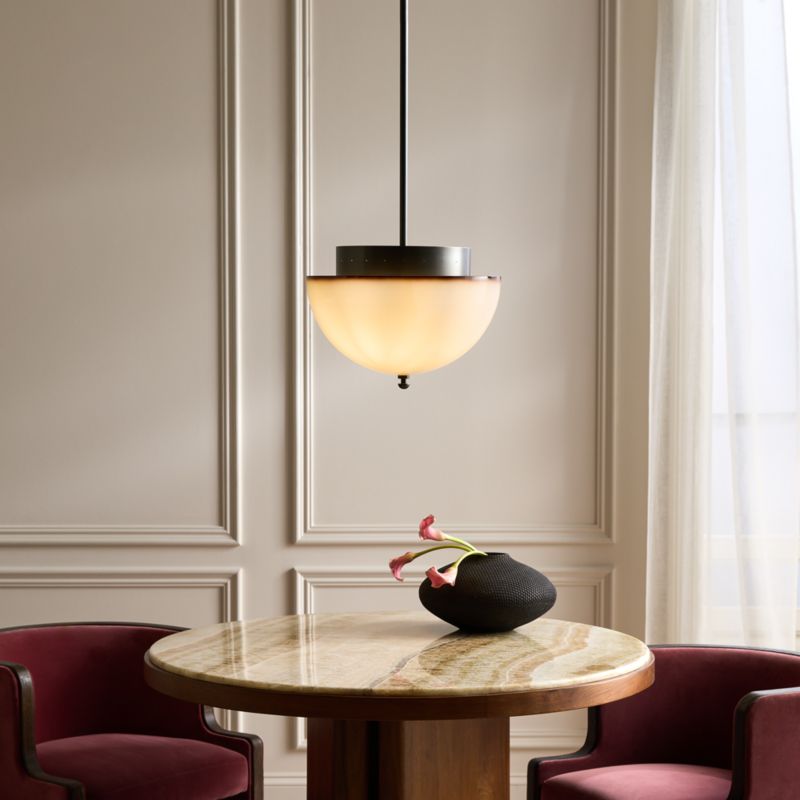 Kiltane Blackened Bronze And Glass Pendant Light 16" - image 1 of 7