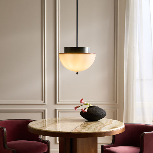 Kiltane Blackened Bronze And Glass Pendant Light 16"
