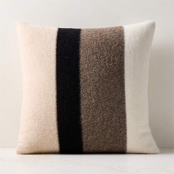Kimura Taupe and Black Striped Alpaca Throw Pillow Cover 20"x20" by Blacksaw