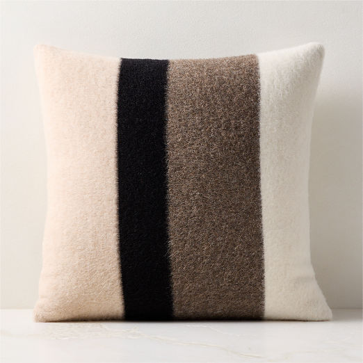 Kimura Taupe and Black Striped Alpaca Throw Pillow 20"x20" by Blacksaw