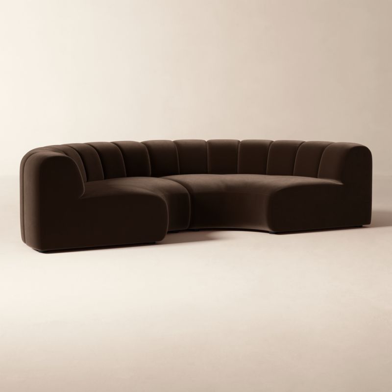 Kindred 2-Piece Brown Velvet Curved Sectional Sofa by Casa Dean by Swizz Beatz - image 1 of 5