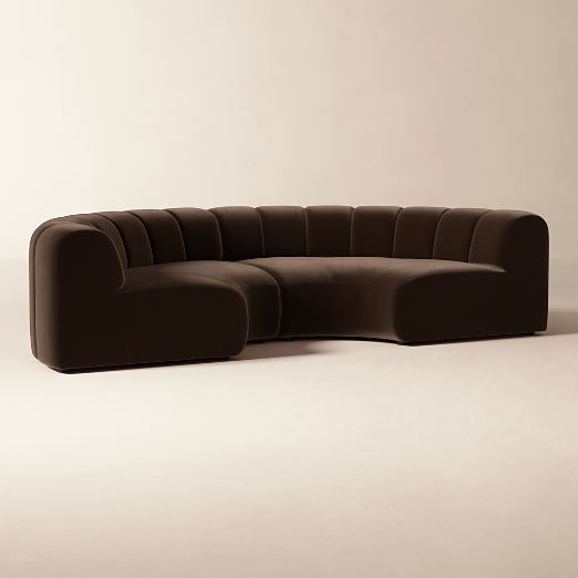 Kindred 2-Piece Brown Velvet Curved Sectional Sofa by Casa Dean by Swizz Beatz