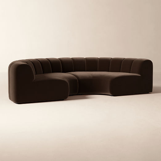 Kindred 2-Piece Brown Velvet Curved Sectional Sofa by Casa Dean by Swizz Beatz