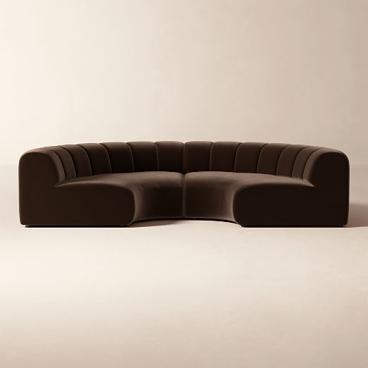 Kindred 2-Piece Brown Velvet Curved Sectional Sofa by Casa Dean by Swizz Beatz