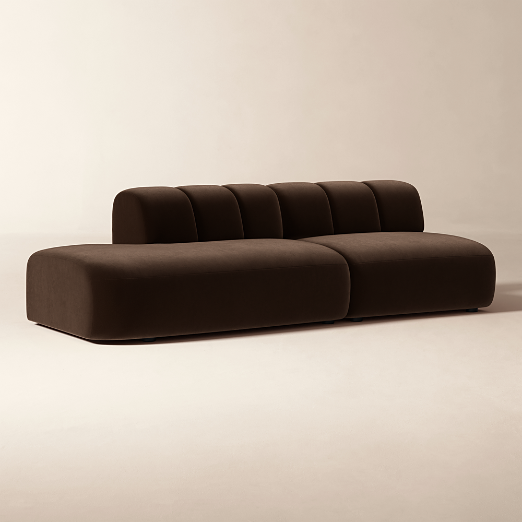 Kindred 2-Piece Brown Velvet Left-Arm Sectional Sofa by Casa Dean by Swizz Beatz