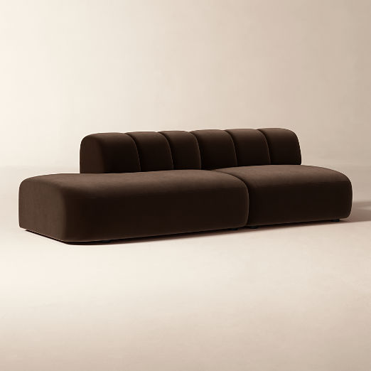 Kindred 2-Piece Brown Velvet Left-Arm Sectional Sofa by Casa Dean by Swizz Beatz