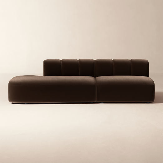Kindred 2-Piece Brown Velvet Left-Arm Sectional Sofa by Casa Dean by Swizz Beatz