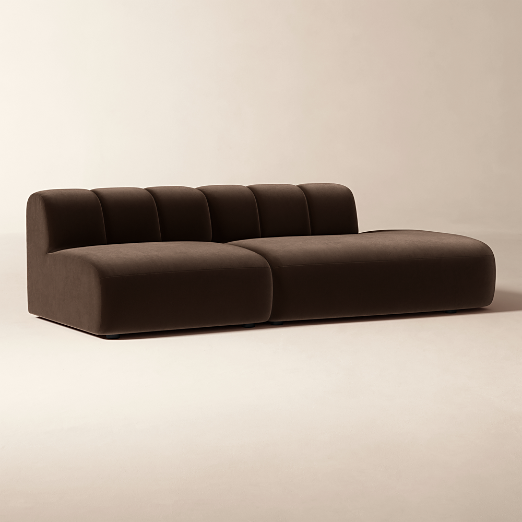 Kindred 2-Piece Brown Velvet Right-Arm Sectional Sofa by Casa Dean by Swizz Beatz