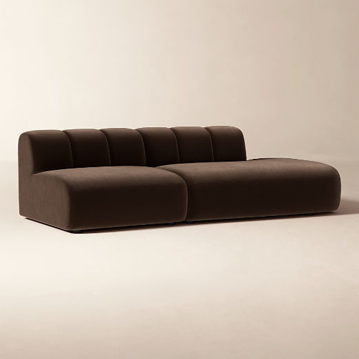 Kindred 2-Piece Brown Velvet Right-Arm Sectional Sofa by Casa Dean by Swizz Beatz