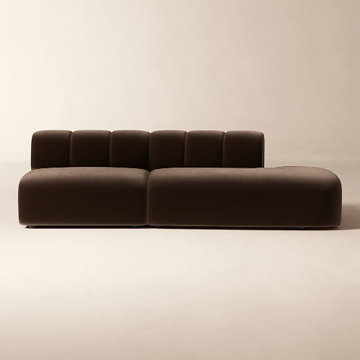 Kindred 2-Piece Brown Velvet Right-Arm Sectional Sofa by Casa Dean by Swizz Beatz