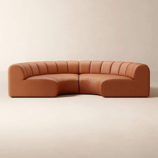Kindred 2-Piece Leather Curved Sectional Sofa by Casa Dean by Swizz Beatz
