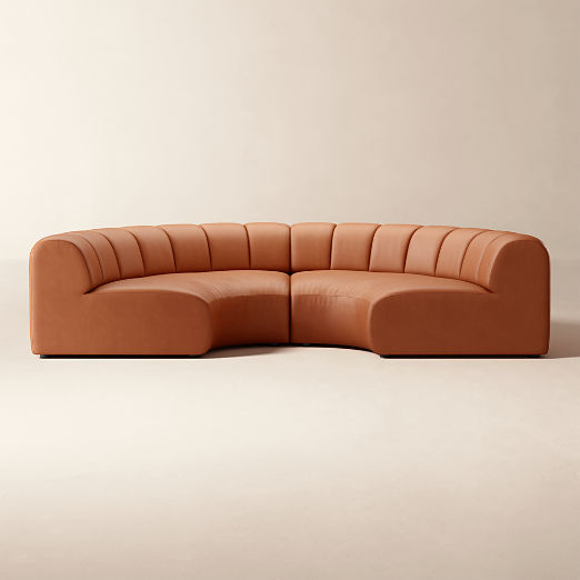 Kindred 2-Piece Leather Curved Sectional Sofa by Casa Dean by Swizz Beatz