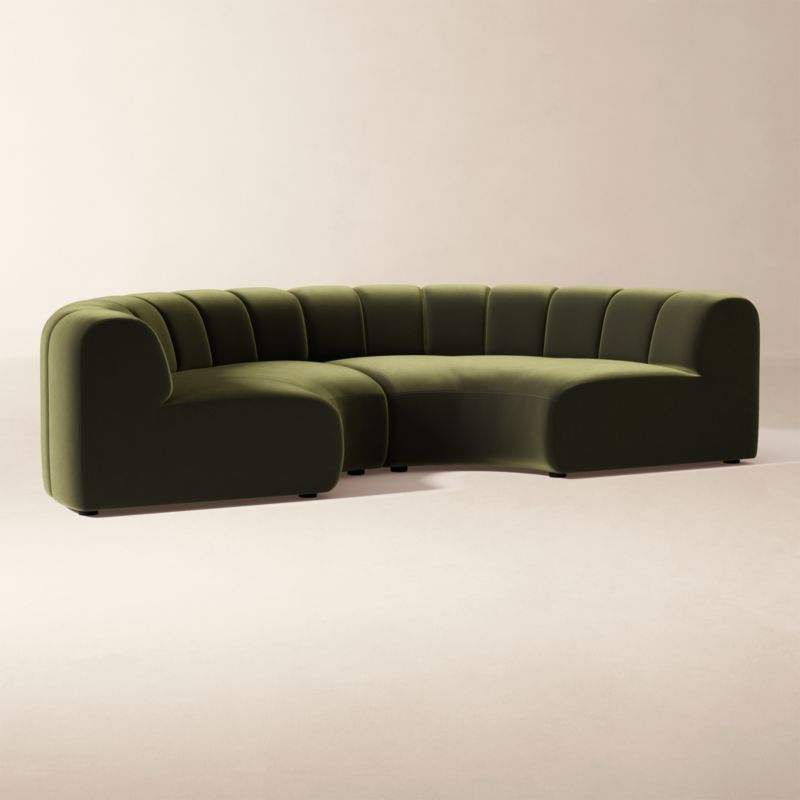 Kindred 2-Piece Olive Green Velvet Curved Sectional Sofa by Casa Dean by Swizz Beatz - image 2 of 8