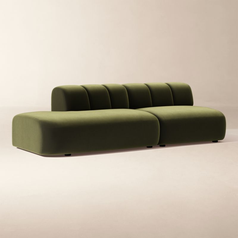 Kindred 2-Piece Olive Green Velvet Left-Arm Sectional Sofa by Casa Dean by Swizz Beatz - image 2 of 8