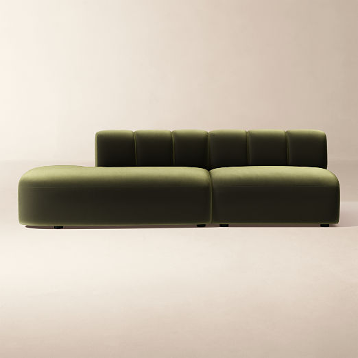 Kindred 2-Piece Olive Green Velvet Left-Arm Sectional Sofa by Casa Dean by Swizz Beatz