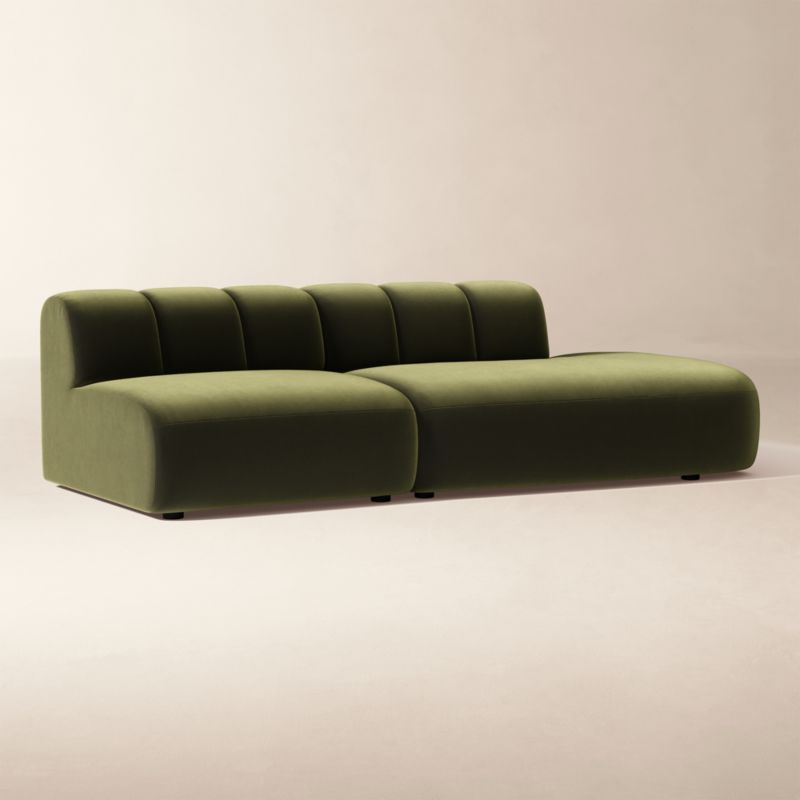 Kindred 2-Piece Olive Green Velvet Right-Arm Sectional Sofa by Casa Dean by Swizz Beatz - image 2 of 8