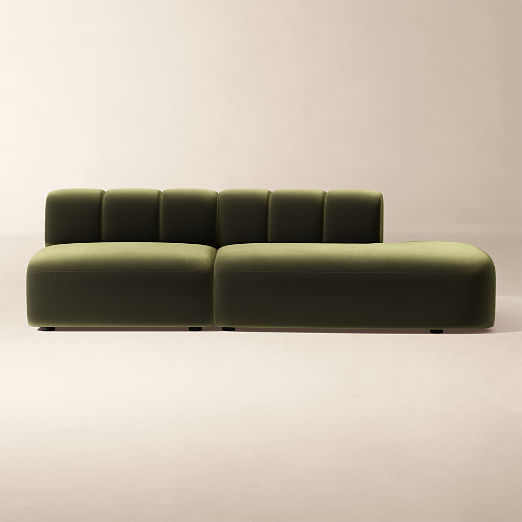 Kindred 2-Piece Olive Green Velvet Right-Arm Sectional Sofa by Casa Dean by Swizz Beatz