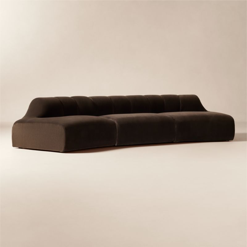 Kindred 3-Piece Brown Velvet Sectional Sofa by Casa Dean by Swizz Beatz - image 1 of 7