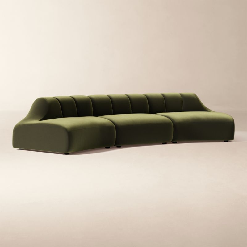 Kindred 3-Piece Olive Green Velvet Sectional Sofa by Casa Dean by Swizz Beatz - image 2 of 8