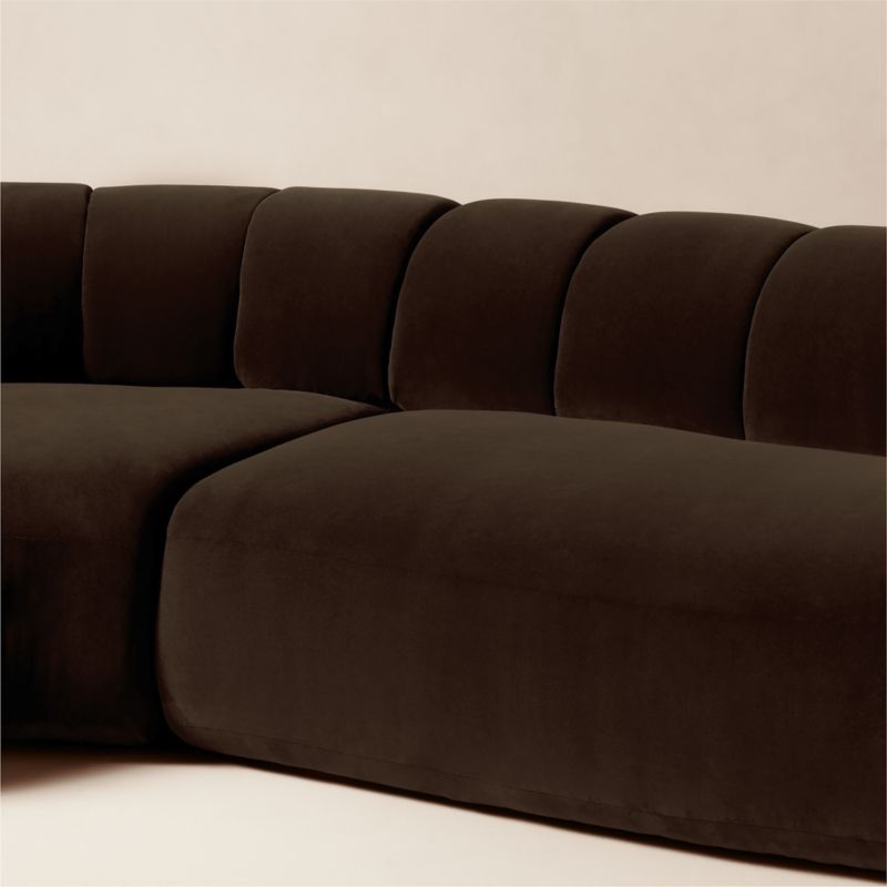 Kindred 4-Piece Brown Velvet Sectional Sofa with Left Arm End by Casa Dean by Swizz Beatz - image 4 of 7