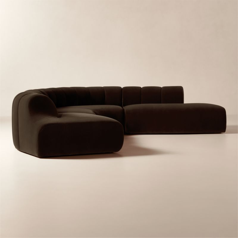 Kindred 4-Piece Brown Velvet Sectional Sofa with Left Arm End by Casa Dean by Swizz Beatz - image 2 of 7