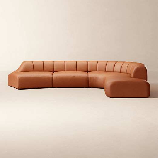 Kindred 4-Piece Leather Sectional Sofa with Left Arm End by Casa Dean by Swizz Beatz