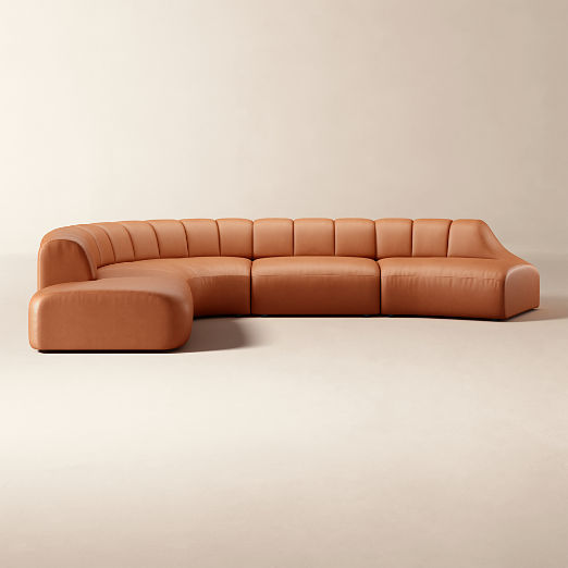 Kindred 4-Piece Leather Sectional Sofa with Right Arm End by Casa Dean by Swizz Beatz