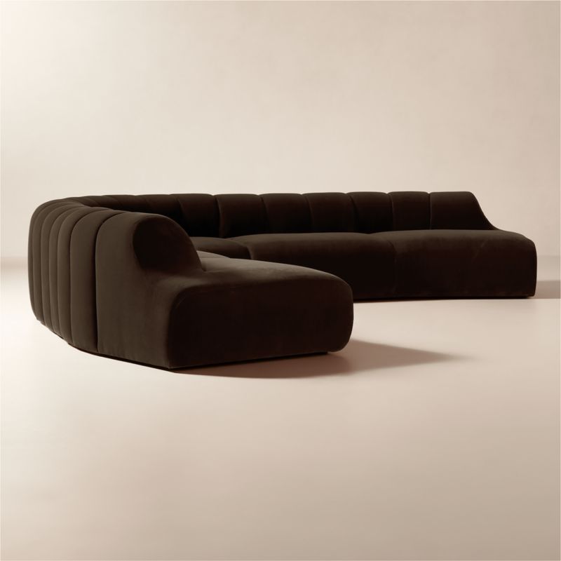 Kindred 5-Piece L-Shaped Brown Velvet Sectional Sofa by Casa Dean by Swizz Beatz - image 1 of 7