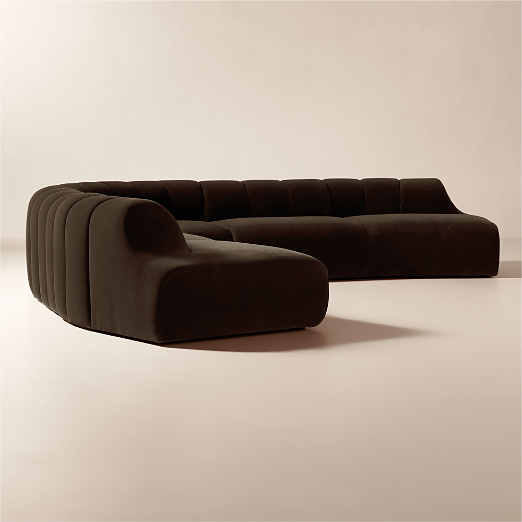 Kindred 5-Piece L-Shaped Brown Velvet Sectional Sofa by Casa Dean by Swizz Beatz