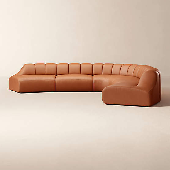 Kindred 5-Piece Leather L-Shaped Sectional Sofa by Casa Dean by Swizz Beatz