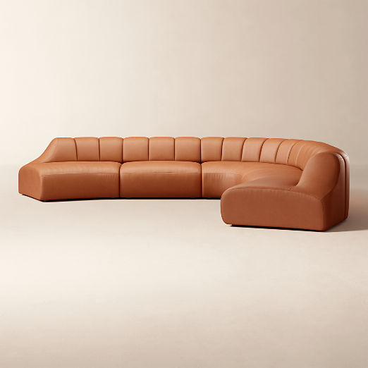 Kindred 5-Piece Leather L-Shaped Sectional Sofa by Casa Dean by Swizz Beatz