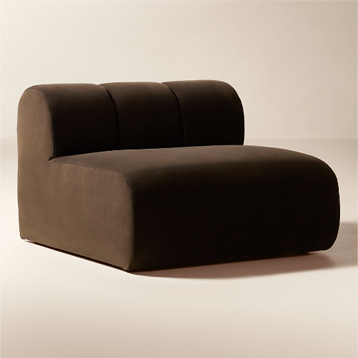 Kindred Brown Velvet Armless Chair by Casa Dean by Swizz Beatz
