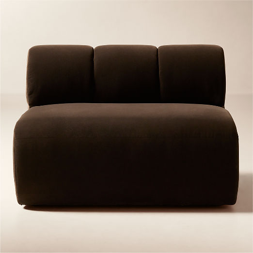 Kindred Brown Velvet Armless Chair by Casa Dean by Swizz Beatz