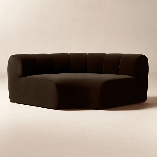 Kindred Brown Velvet Corner Chair by Casa Dean by Swizz Beatz
