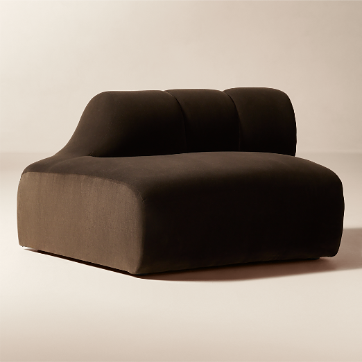 Kindred Brown Velvet Left End Chair by Casa Dean by Swizz Beatz