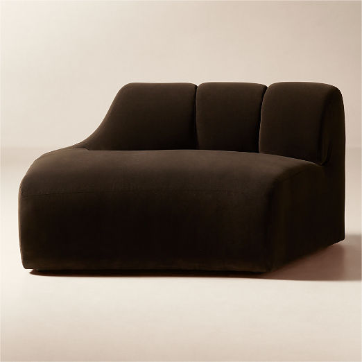 Kindred Brown Velvet Left End Chair by Casa Dean by Swizz Beatz