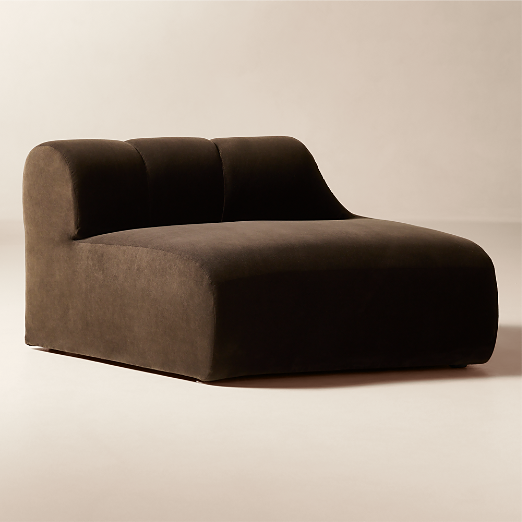 Kindred Brown Velvet Right End Chair by Casa Dean by Swizz Beatz