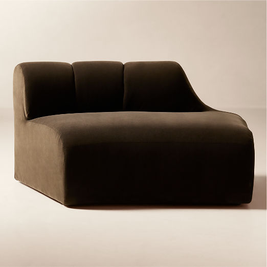 Kindred Brown Velvet Right End Chair by Casa Dean by Swizz Beatz