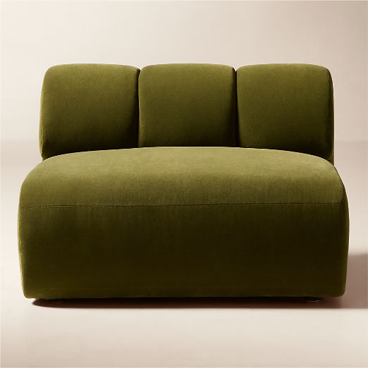 Kindred Olive Green Velvet Armless Chair by Casa Dean by Swizz Beatz