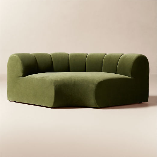 Kindred Olive Green Velvet Corner Chair by Casa Dean by Swizz Beatz